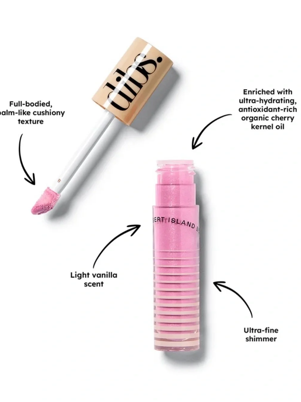 DIBS Go To Glossy Balm Rock Candy -Pink Shimmer Lip Gloss